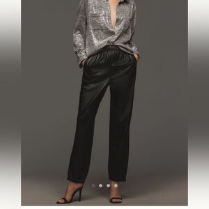 NWT new medium Anthropologie avec Les filles faux leather joggers pants black